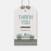 レーシング高速カーベビーシャワーありがとうラベル ギフトタグ (正面)
