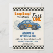 レーシング カー バースデー パーティー 招待状 (正面)