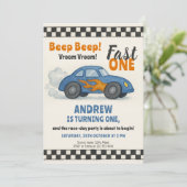 レーシング カー バースデー パーティー 招待状 (スタンド正面)