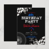 レーシング チェッカーフラッグ ご招待 インビテーションポストカード (正面/裏面)