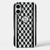 レーシング チェッカーフラッグ ブラック ホワイト スポーツ ロゴ Case-Mate iPhoneケース (裏面)