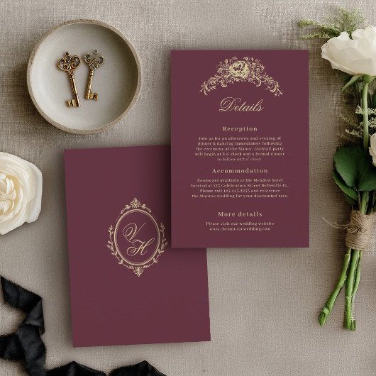 レージェンシー時代の結婚式 高級感のある伝統的なディテール エンクロージャーカード