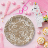 レースおよびバーラップのぼろぼろのシックな紙皿 ペーパープレート (パーティー)