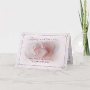 レースおよび真珠の結婚記念日カード カード