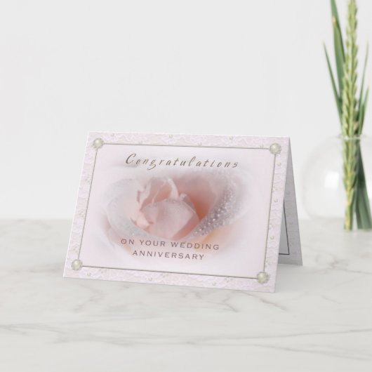 レースおよび真珠の結婚記念日カード カード (正面)