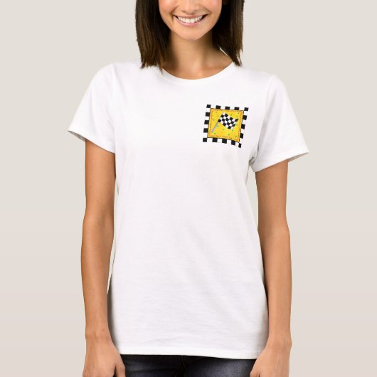 レースお気に入りのチーム市松模様にフラグカスタム Tシャツ (正面)