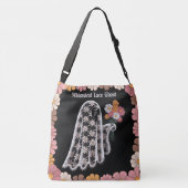 レースお洒落幽霊イラストレーションとフローラ クロスボディバッグ (裏面)