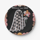 レースお洒落幽霊イラストレーションとフローラ ペーパープレート (正面)