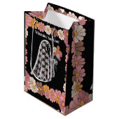 レースお洒落幽霊イラストレーションとフローラ ミディアムペーパーバッグ (正面アングル)