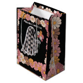 レースお洒落幽霊イラストレーションとフローラ ミディアムペーパーバッグ (裏面アングル)