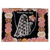 レースお洒落幽霊イラストレーションとフローラ ラージペーパーバッグ (裏面)