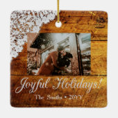 レースかわいらしとキャビン素朴ウッドルックフォトクリスマス セラミックオーナメント (裏面)