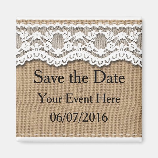 レースかわいらしとバーラップ日付磁石を保存 マグネット (正面)