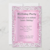 レースかわいらしと真珠の生誕エレガント生日カスタム 招待状 (裏面)