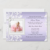 レースかわいらしクロスパープルバプテスマ/《キリスト教》洗礼式や命名式 招待状 (正面)