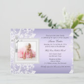 レースかわいらしクロスパープルバプテスマ/《キリスト教》洗礼式や命名式 招待状 (スタンド正面)