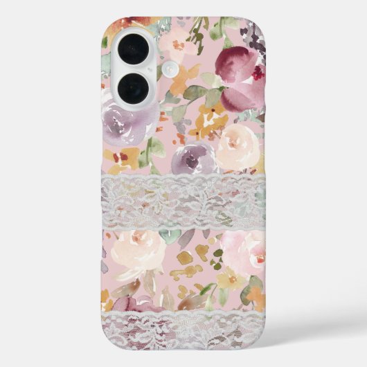 レースかわいらしシックな水エレガント色の花 Case-Mate iPhoneケース (裏面)