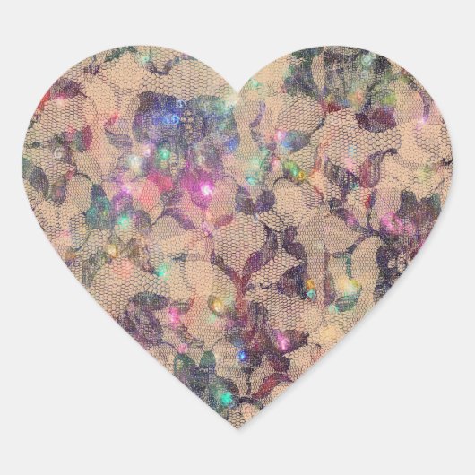 レースかわいらしバラ ハートシール (正面)