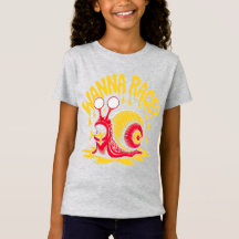 レースする？かわいい溶けるカタツムリのキッズTシャツ 女の子用