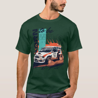 レースでほこりを巻き上げるラリー競技車 Tシャツ