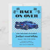 レースでオーバーモダンブルースポーツカー どんな年齢でも 招待状 (正面)