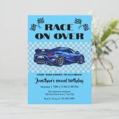 レースでオーバーモダンブルースポーツカー どんな年齢でも 招待状 (スタンド正面)