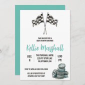 レースでレースをテーマにした赤ちゃんシャワー 招待状 (正面/裏面)