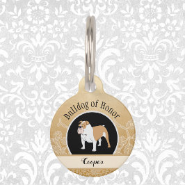 レースで名誉結婚の金ゴールドのブルドッグフェイク ペット　ネームタグ