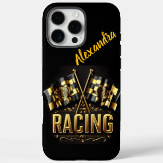 レースで興奮を示す勝利の旗 iPhone 16 PRO MAXケース