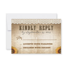 レースとのRSVPを結婚する茶色の素朴な国スタイル