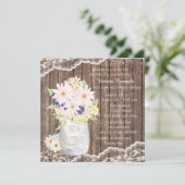 レースとウッドウォーターカラーフラワージャーブライダルシャワー 招待状 (スタンド正面)