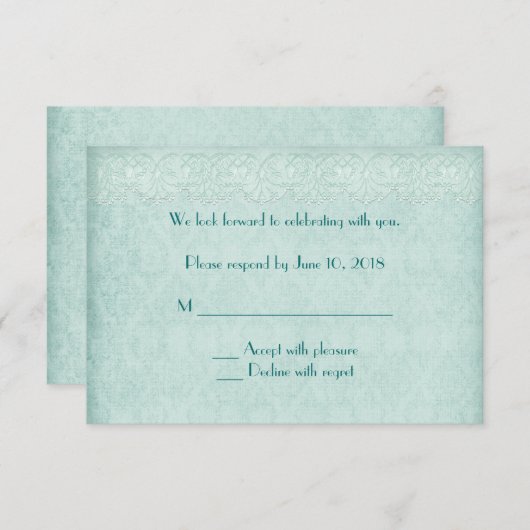 レースとダマスクRSVP 招待状 (正面/裏面)