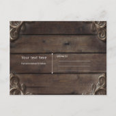 レースとダークウッドのラスティックビンテージ結婚式の招待状(Save Date) 案内ポストカード (裏面)
