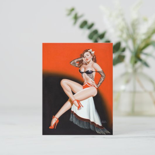 レースとハイヒールのピン留め ポストカード (スタンド正面)