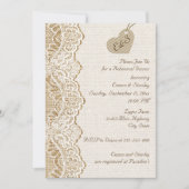 レースとハートをバーラップのリハ結婚ーサルディナーに 招待状 (正面)
