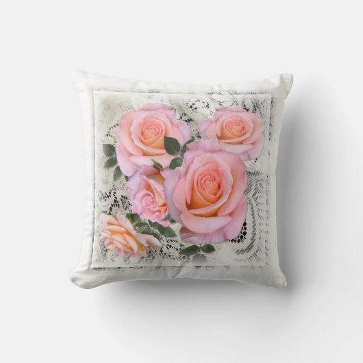レースとバラ～装飾用クッション クッション (正面)