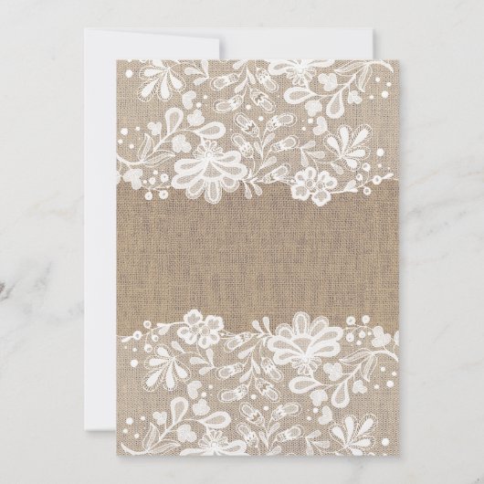 レースとバーラップのヴィンテージエレガントフォト誕生日 招待状 (裏面)