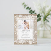 レースとバーラップのヴィンテージ写真の日付を保存 案内ポストカード (スタンド正面)