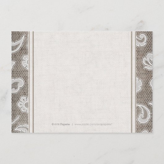 レースとバーラップの国の結婚式施設 エンクロージャーカード (裏面)