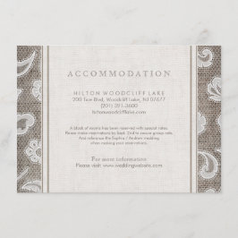 レースとバーラップの国の結婚式施設 エンクロージャーカード