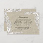 レースとバーラップの方向の挿入 エンクロージャーカード (正面/裏面)