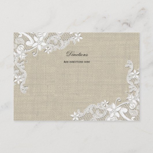 レースとバーラップの方向の挿入 エンクロージャーカード (裏面)