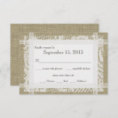 レースとバーラップの返信カード 出欠カード (正面/裏面)