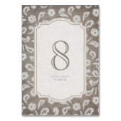 レースとバーラップ素朴な田舎の結婚式のテーブルカード テーブルナンバー (裏面)