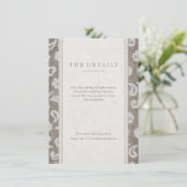 レースとバーラップ素朴な田舎の結婚式の詳細カード エンクロージャーカード (スタンド正面)