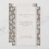 レースとバーラップ素朴な田舎の結婚式の詳細カード エンクロージャーカード (正面/裏面)