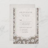 レースとバーラップ素朴な田舎の結婚式RSVP 出欠カード (正面/裏面)