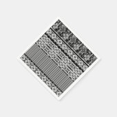 レースとパッチワークの白黒パターン スタンダードカクテルナプキン (角)