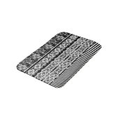 レースとパッチワークの白黒パターン バスマット (アングル)