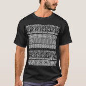 レースとパッチワークの要素のある黒と白の模様のel tシャツ (正面)